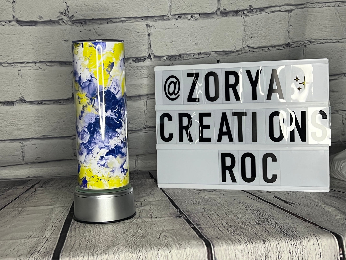 Blue and Yellow Marble 24 oz tumbler