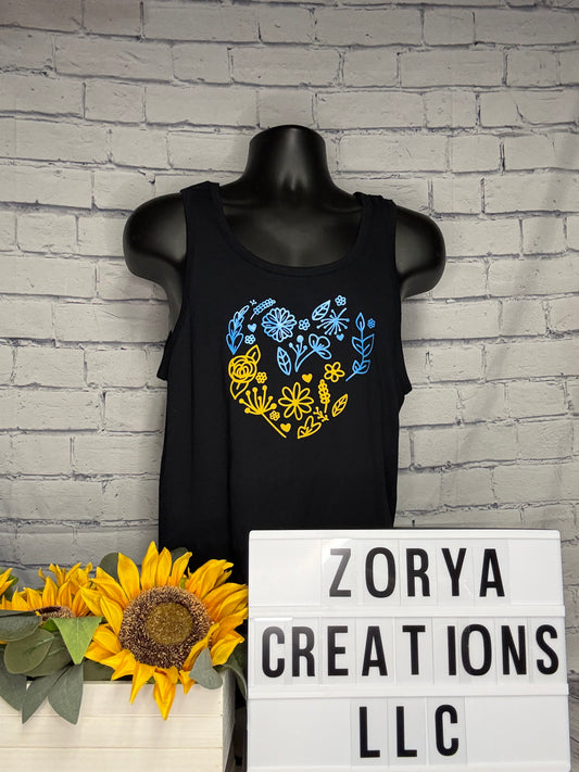 Blue and Yellow Floral Heart