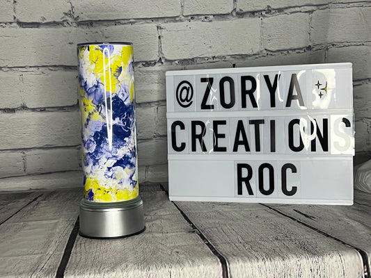 Blue and Yellow Marble 24 oz tumbler